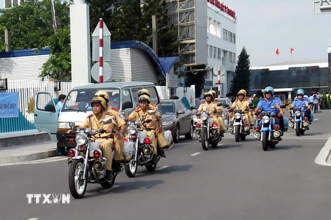 Lực lượng công an Thành phố Hồ Chí Minh. (Ảnh: Hoàng Hải/TTXVN)