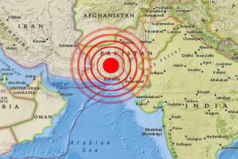 Vị trí vụ động đất tại Pakistan ngày 10/4. (Ảnh: Radio Pakistan)