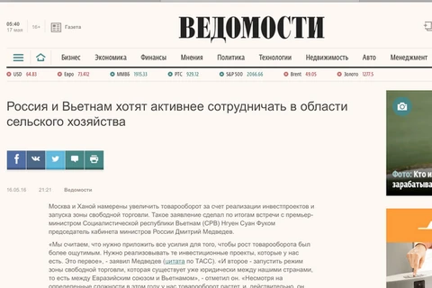 Bài viết được đăng tải trên báo Vedomosri.ru. 