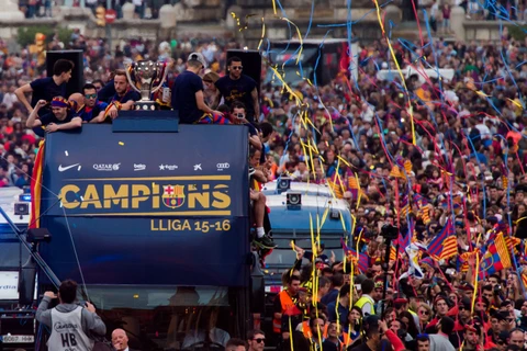 Barcelona ăn mừng chức vô địch La Liga. (Nguồn: Getty)