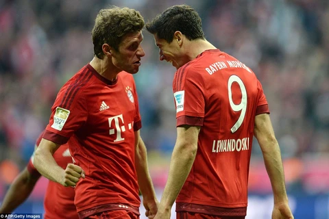 Bộ đôi Mueller và Lewandowski của Bayern. (Nguồn: Getty Images)