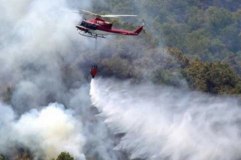 Dùng máy bay để dập đám cháy. (Nguồn: AFP)