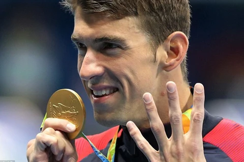Phelps đã mang về cho Mỹ 5 HCV và 1 HCB tại Olympic Rio. (Nguồn: AP)