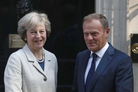 Thủ tướng Anh Theresa May và Chủ tịch Hội đồng châu Âu Donald Tusk. (Nguồn: Reuters)