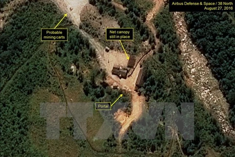 Hình ảnh vệ tinh cho thấy các hoạt động tại bãi thử hạt nhân Punggye-ri của Triều Tiên. (Nguồn: Reuters/TTXVN)