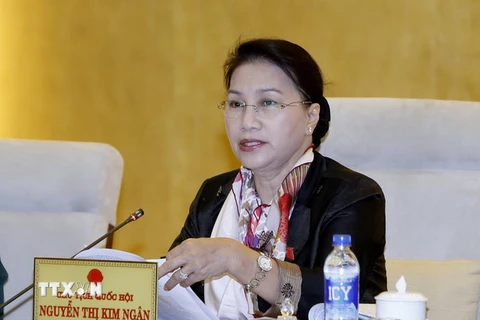 Chủ tịch Quốc hội Nguyễn Thị Kim Ngân phát biểu ý kiến. (Ảnh: An Đăng/TTXVN)