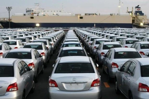 Ôtô Nhật Bản xếp hàng ở cảng chờ xuất khẩu sang nước ngoài. (Nguồn: The Straits Times)