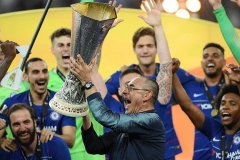 HLV Sarri cùng Chelsea giành chức vô địch Europa League. (Nguồn: Getty Images)