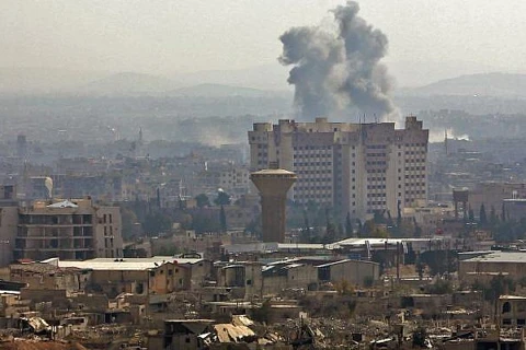 Hình ảnh khói bốc lên sau 1 vụ nổ ở Damascus. (Nguồn: AFP)