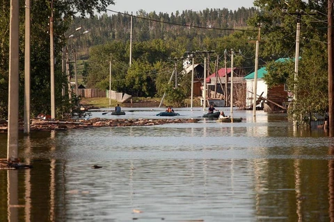 Lũ lụt ở tỉnh Irkutsk. (Nguồn: TASS)