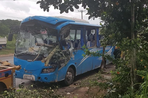 Tai nạn giao thông trên địa bàn huyện Đức Trọng, Lâm Đồng. (Ảnh: Đặng Tuấn/TTXVN)