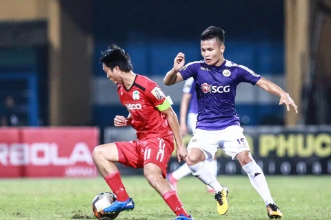 Hà Nội FC và Hoàng Anh Gia Lai chia điểm. (Ảnh: Trọng Đạt/TTXVN)