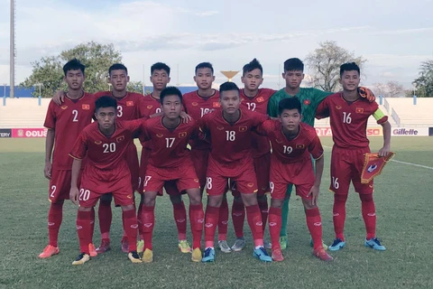 U15 Việt Nam ở trận gặp U15 Philippines. (Nguồn: VFF)