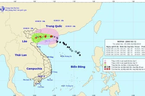 Hướng di chuyển của bão số 3. (Nguồn: nchmf.gov.vn)