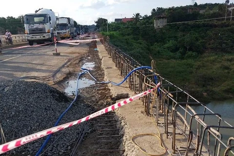 Công trình cầu Đại Ninh đang thi công.