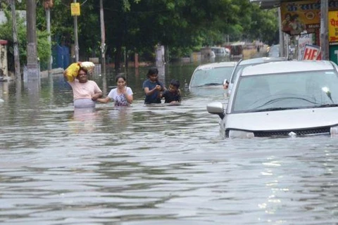 Cảnh ngập lụt tại Ấn Độ. (Nguồn: BBC)