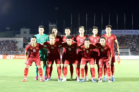 Các cầu thủ U22 Việt Nam. (Ảnh: Thanh Vũ/TTXVN)