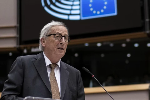 Chủ tịch Ủy ban châu Âu Jean-Claude Juncker phát biểu tại Brussels, Bỉ. (Ảnh: AFP/TTXVN)