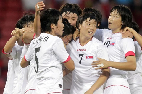 Cầu thủ bóng đá nữ Triều Tiên. (Nguồn: AP)
