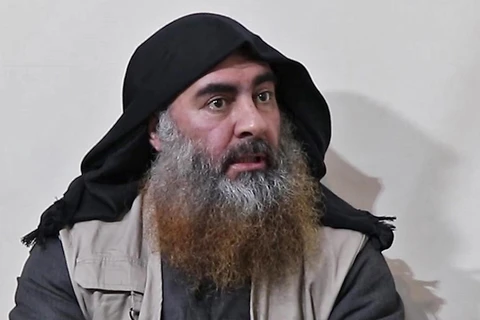 Trong ảnh: Thủ lĩnh IS Abu Bakr al-Baghdadi tại một địa điểm bí mật. (Ảnh: AFP/ TTXVN)