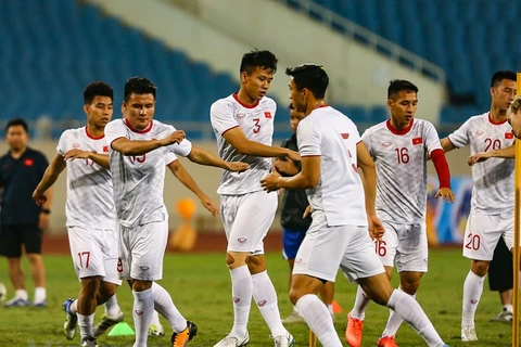 Việt Nam quyết tâm giành trọn 3 điểm trước UAE. (Ảnh: H.H/Vietnam+)