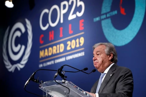 Tổng thư ký Liên hợp quốc Antonio Guterres phát biểu tại COP 25. (Nguồn: EPA-EFE)