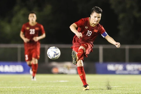 Quang Hải và đội tuyển U23 Việt Nam đang là á quân U23 châu Á. (Ảnh: Hoàng Linh/TTXVN)