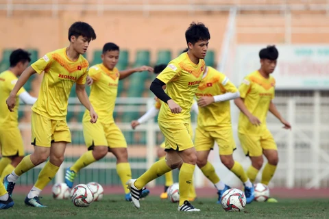 Trần Đình Trọng tại buổi tập của U23 Việt Nam. (Nguồn: VFF)