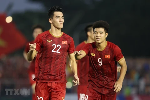 U23 Việt Nam hướng đến chiến thắng đầu tay tại giải U23 châu Á 2020. (Ảnh: Hoàng Linh/TTXVN)