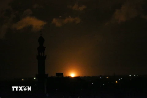 Chuyến thăm của phái đoàn Ai Cập diễn ra sau khi Israel tiến hành không kích nhằm vào các mục tiêu của Hamas. (Ảnh: AFP/TTXVN)
