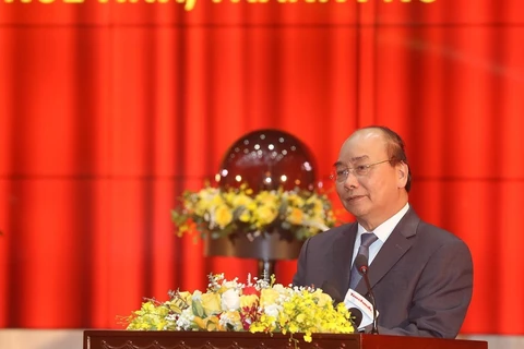Thủ tướng Nguyễn Xuân Phúc phát biểu. (Ảnh: Phạm Hậu/TTXVN)