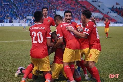 Hồng Lĩnh Hà Tĩnh thắng trận đầu tại V-League. (Nguồn: Báo Hà Tĩnh)
