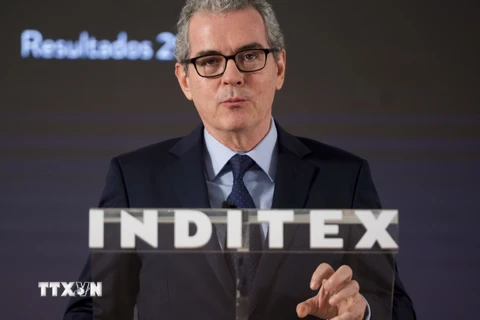 Giám đốc điều hành Inditex, ông Pablo Isla tại cuộc họp báo ở Arteixo, Tây Ban Nha. (Ảnh: AFP/TTXVN)