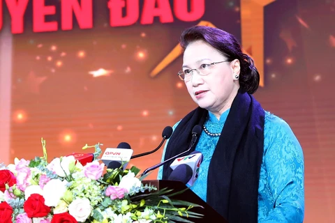 Chủ tịch Quốc hội Nguyễn Thị Kim Ngân phát biểu tại chương trình. (Ảnh: Trọng Đức/TTXVN)