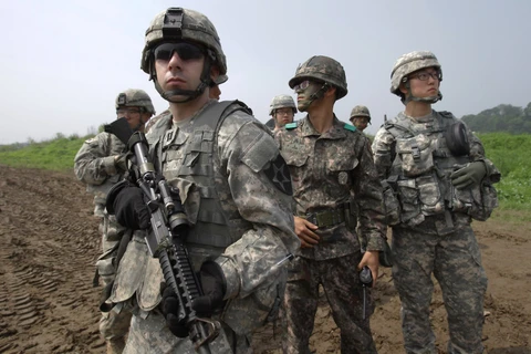 Lực lượng binh sỹ Mỹ trong cuộc tập trận với binh sỹ Hàn Quốc. (Nguồn: Getty Images)