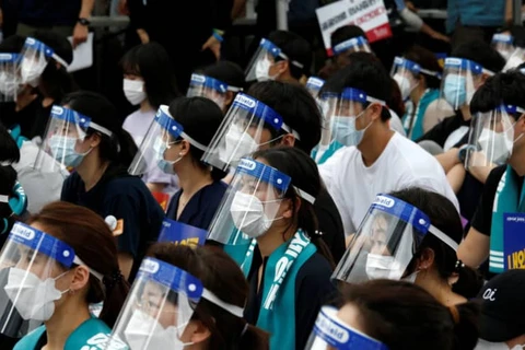 Hình ảnh các bác sỹ tại Hàn Quốc đình công hôm 14/8. (Nguồn: Reuters)