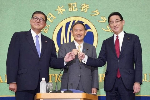 ​Ba ứng cử viên trong cuộc bỏ phiếu bầu Chủ tịch thay Thủ tướng Abe Shinzo. (Nguồn: Kyodo)
