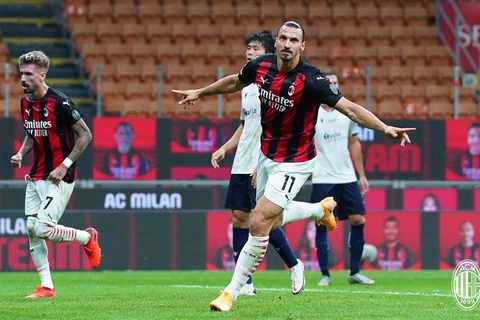 Ibrahimovic lập cú đúp giúp Milan chiến thắng. (Nguồn: ACMilan)
