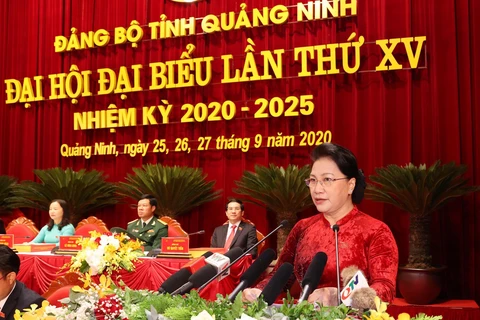 Ủy viên Bộ Chính trị, Chủ tịch Quốc hội Nguyễn Thị Kim Ngân phát biểu chỉ đạo Đại hội. (Ảnh: Trọng Đức - TTXVN)