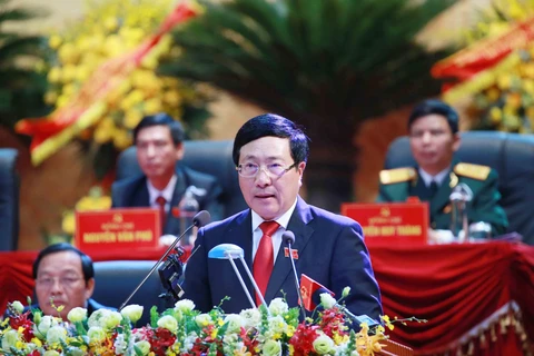 Đồng chí Phạm Bình Minh, Ủy viên Bộ Chính trị, Phó Thủ tướng, Bộ trưởng Bộ Ngoại giao phát biểu chỉ đạo đại hội. (Ảnh: Phương Hoa/TTXVN)