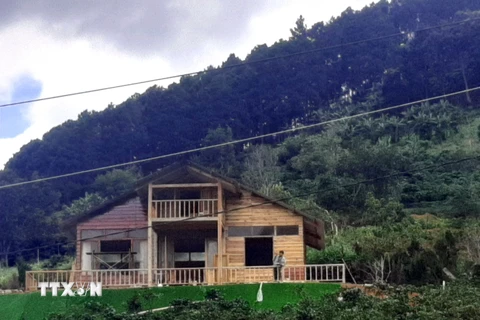 Biệt thự gỗ xây dựng trái phép trong khu vực đất rừng có chủ. (Ảnh: Nguyễn Dũng-Quốc Hùng/TTXVN)