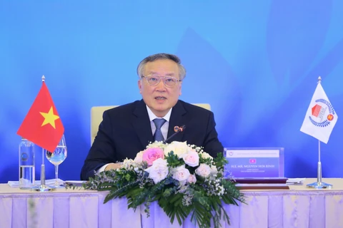Chánh án Tòa án nhân dân tối cao Nguyễn Hòa Bình phát biểu. (Ảnh: Doãn Tấn/TTXVN)