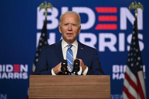 Ông Joe Biden phát biểu trong cuộc họp báo sau Ngày Bầu cử, ở Wilmington, Delaware. (Ảnh: AFP/TTXVN)