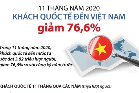 Khách quốc tế đến Việt Nam giảm 76,6% trong 11 tháng đầu năm