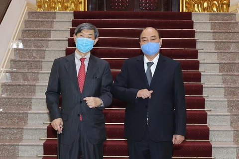 Thủ tướng Nguyễn Xuân Phúc tiếp Chủ tịch Cơ quan Hợp tác quốc tế Nhật Bản. (Nguồn: Ảnh: Thống Nhất/TTXVN)