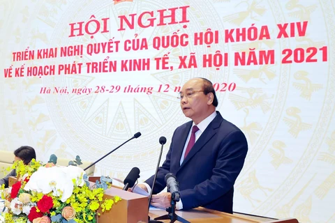 Trong ảnh: Thủ tướng Nguyễn Xuân Phúc phát biểu khai mạc. (Ảnh: Thống Nhất/TTXVN)