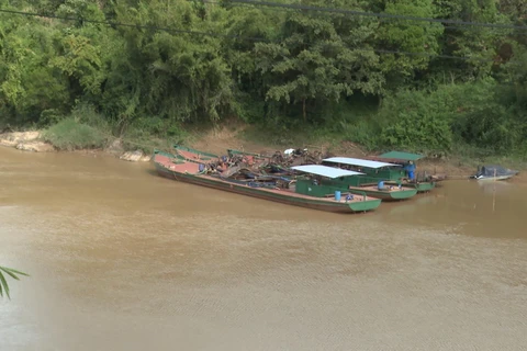 Nhiều tàu thuyền vẫn đậu dọc hai bên bờ sông Đồng Nai. (Ảnh: TTXVN phát)