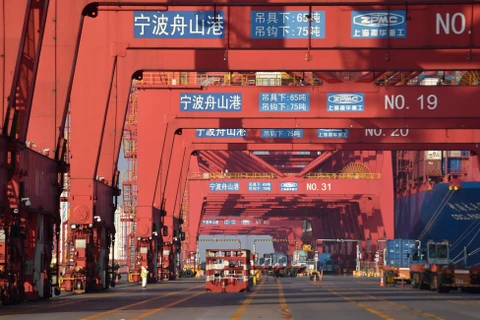 Quang cảnh cảng hàng hóa tại Ninh Ba, tỉnh Chiết Giang, Trung Quốc, ngày 19/2. (Ảnh: THX/TTXVN)