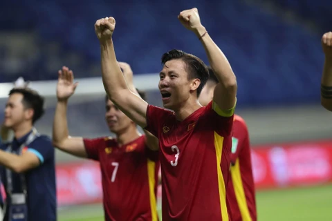 Tuyển Việt Nam quyết tâm lập nên kỳ tích tại World Cup 2022. (Ảnh: Hoàng Linh/TTXVN)