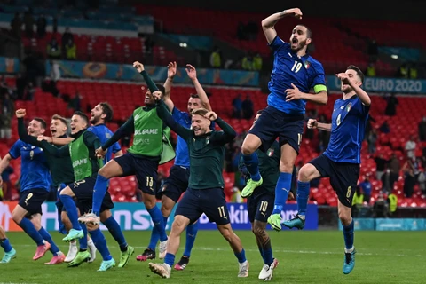 Italy sẽ đối đầu với Bỉ tại vòng tứ kết EURO 2020. (Ảnh: AFP/TTXVN)